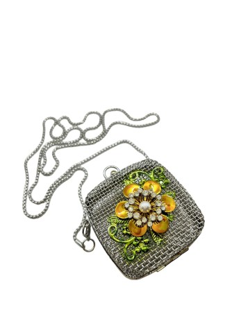 bag mini metallic with yellow flower2